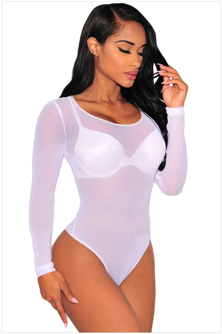 Eganora SheerCharm Mesh Long Sleeve Bodysuit