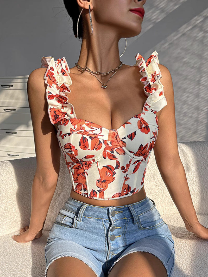 Eganora Floral Muse V-Neck Bustier