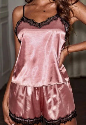 EGANORA VelvetV Lace Satin Set