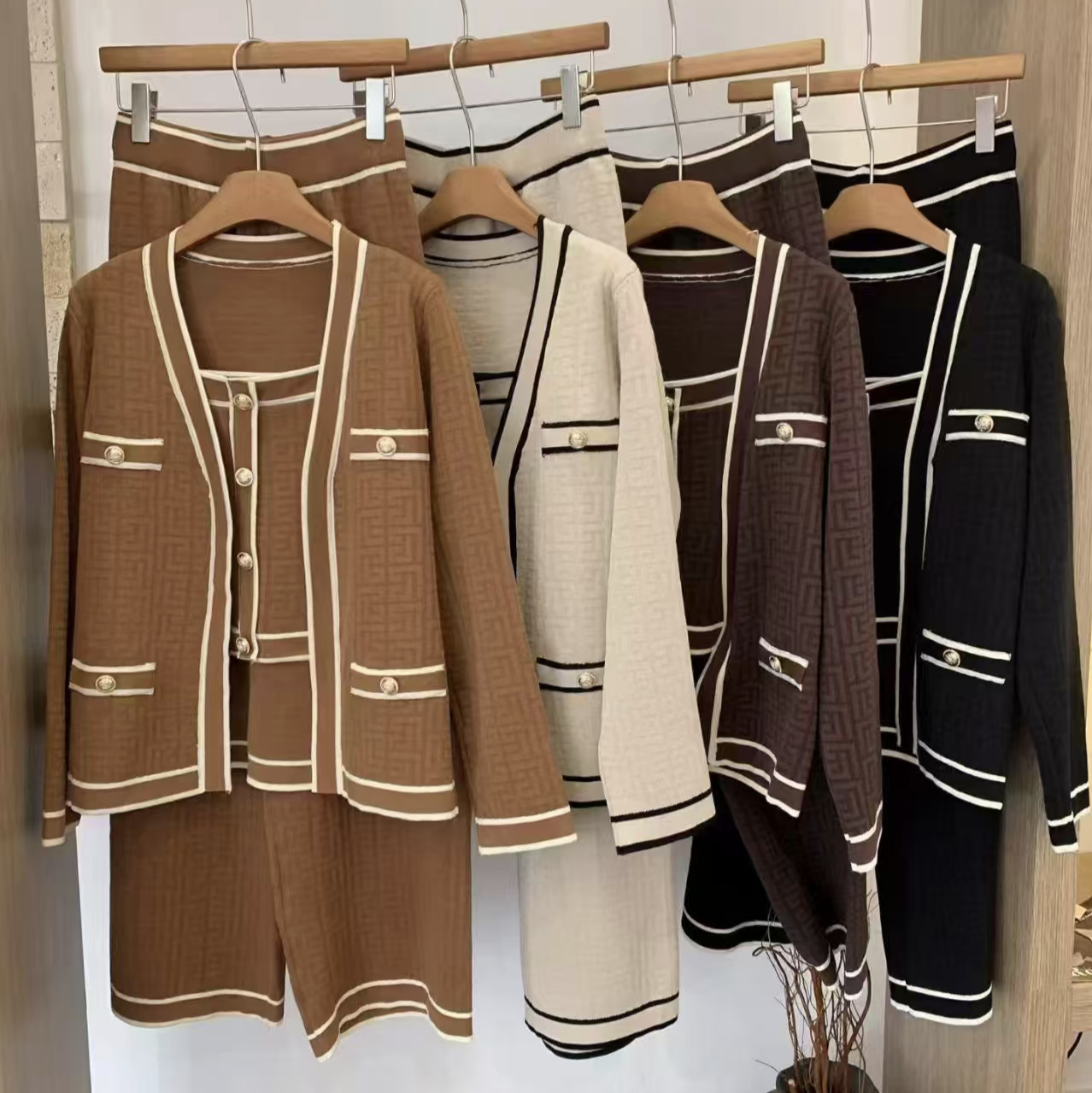 Luxe Geometry Knit 3-Piece Set